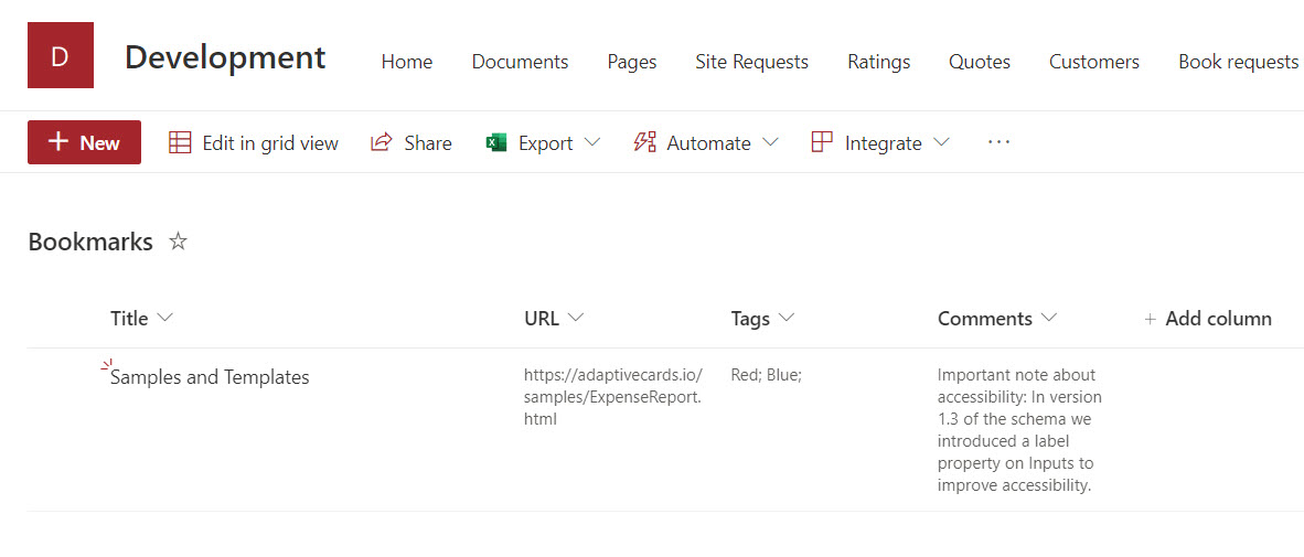 SharePoint list