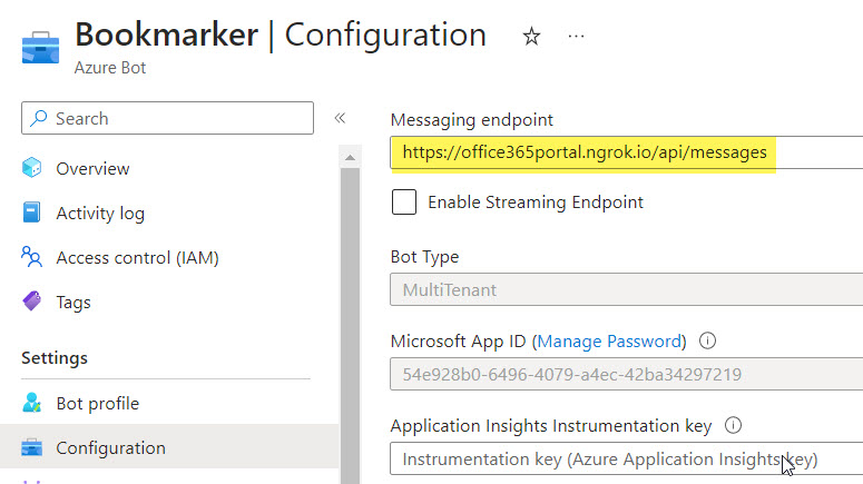 Azure bot messaging endpoint