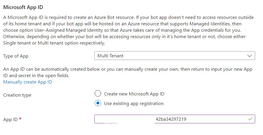 Azure bot Microsoft Azure Ad app information