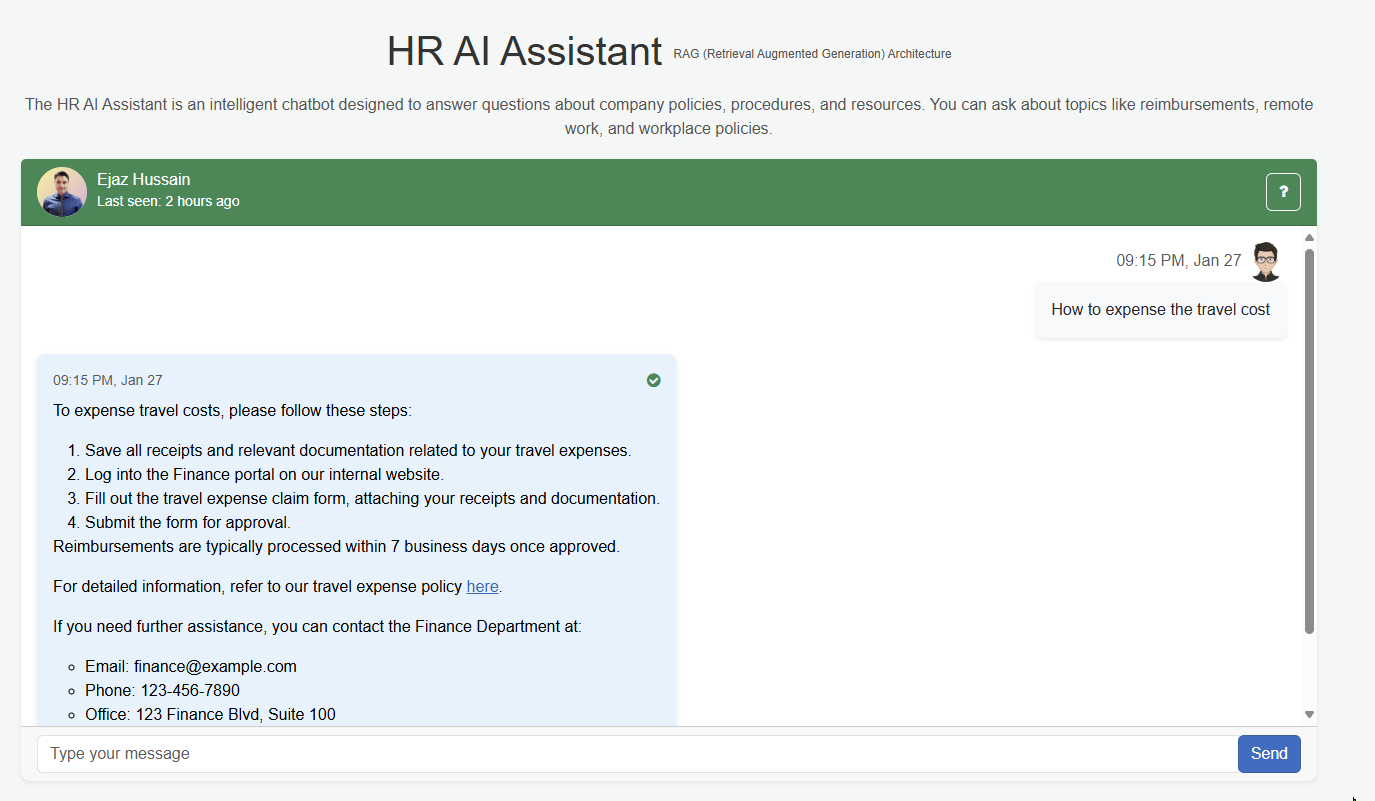 HR AI Assistant Chat Interface
